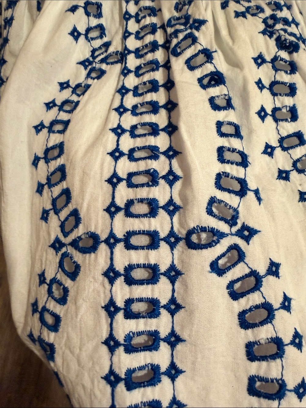 Avec Les Filles cotton eyelet lined mini dress in Mykonos blue - Picture 12 of 16